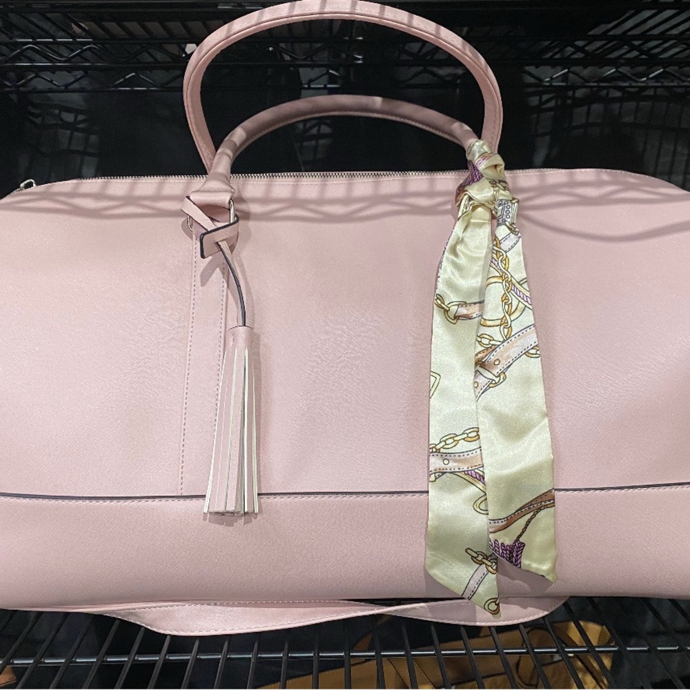 Elegant NEW WITH TAGS Pink Weekender with Scarf Accent